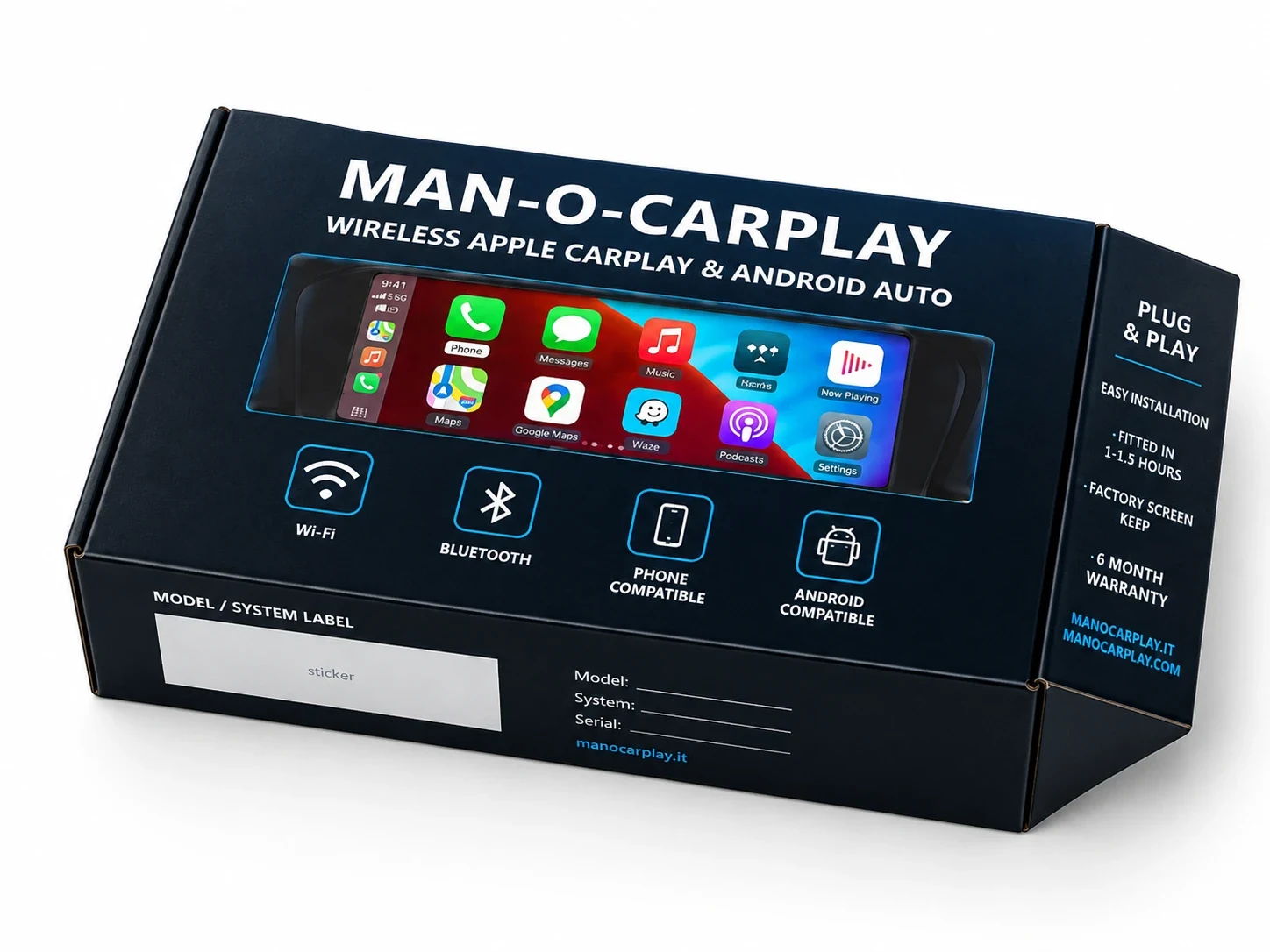 ManoCarPlay bezvadu CarPlay moduļa iepakojums